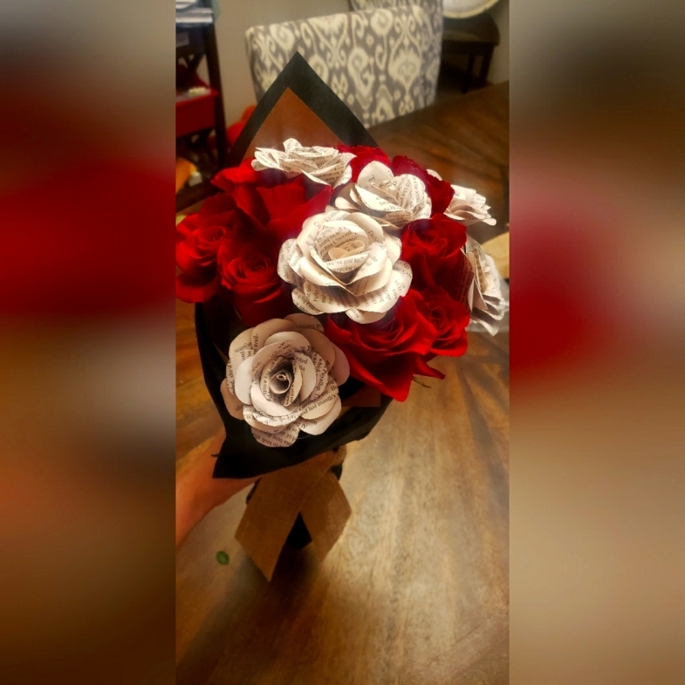 CustomOrder Listing!!!Hand Crafted UpcycledBook Page  Flowers Half Dozen 💐 - Picture 8 of 8
